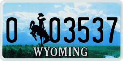 WY license plate 003537