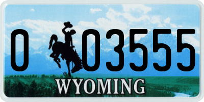 WY license plate 003555