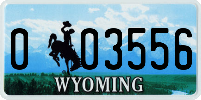 WY license plate 003556