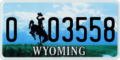 WY license plate 003558