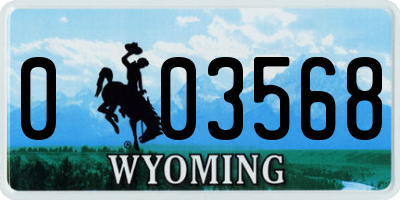 WY license plate 003568