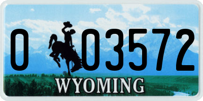 WY license plate 003572