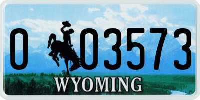 WY license plate 003573