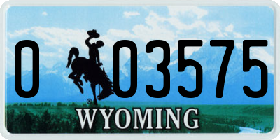 WY license plate 003575