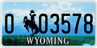 WY license plate 003578