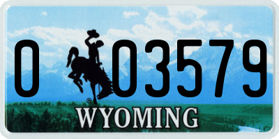 WY license plate 003579