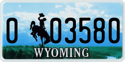 WY license plate 003580