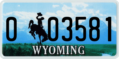 WY license plate 003581