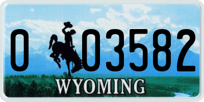 WY license plate 003582