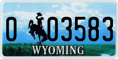 WY license plate 003583