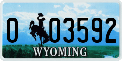 WY license plate 003592