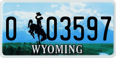 WY license plate 003597