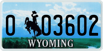 WY license plate 003602