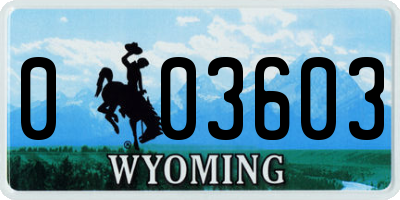 WY license plate 003603