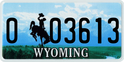 WY license plate 003613