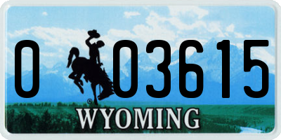 WY license plate 003615