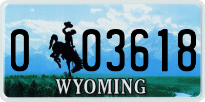 WY license plate 003618