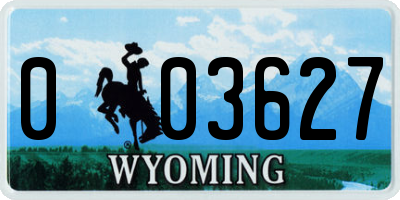 WY license plate 003627