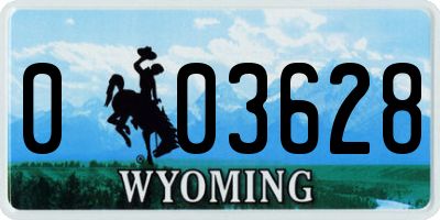 WY license plate 003628