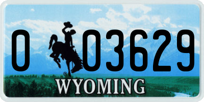 WY license plate 003629