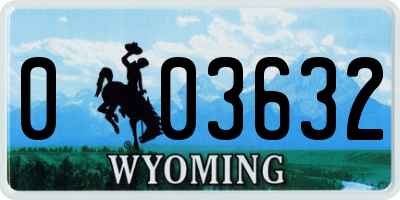 WY license plate 003632