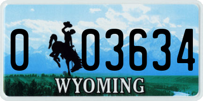 WY license plate 003634