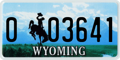 WY license plate 003641