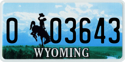 WY license plate 003643