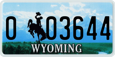 WY license plate 003644