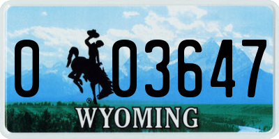 WY license plate 003647