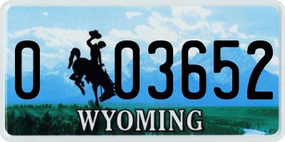 WY license plate 003652