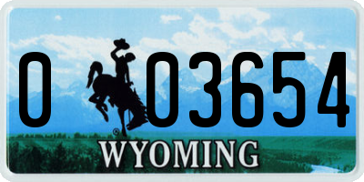 WY license plate 003654