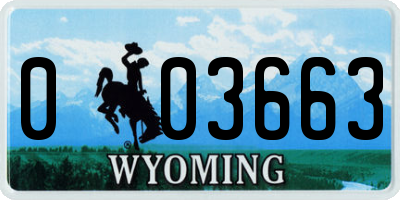 WY license plate 003663