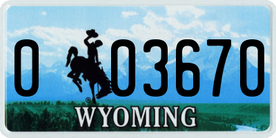 WY license plate 003670