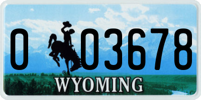 WY license plate 003678