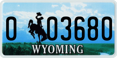 WY license plate 003680