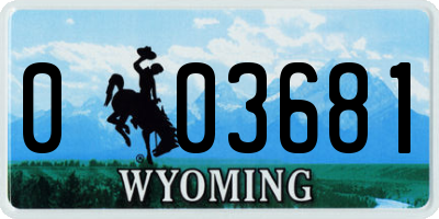 WY license plate 003681