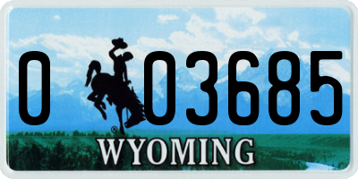 WY license plate 003685