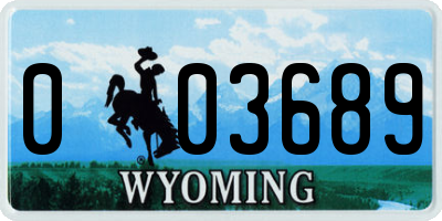 WY license plate 003689