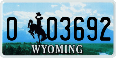 WY license plate 003692