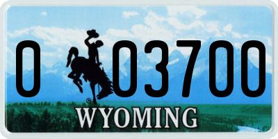 WY license plate 003700