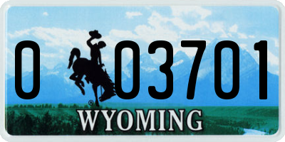 WY license plate 003701