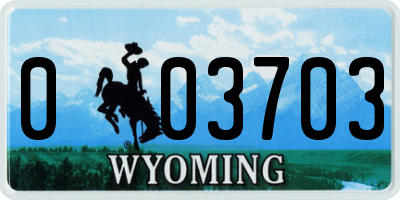 WY license plate 003703