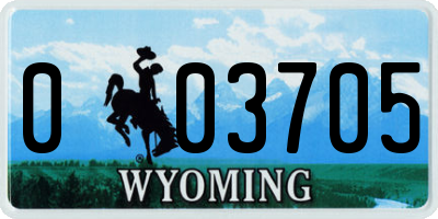 WY license plate 003705