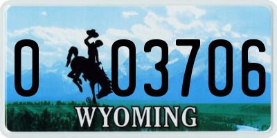 WY license plate 003706