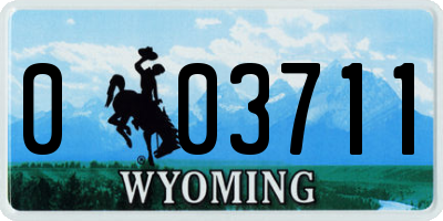 WY license plate 003711