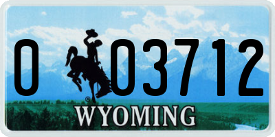 WY license plate 003712