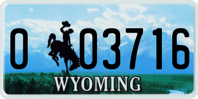 WY license plate 003716