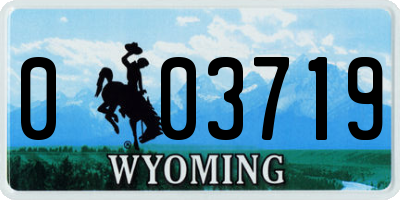 WY license plate 003719