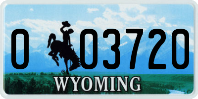 WY license plate 003720